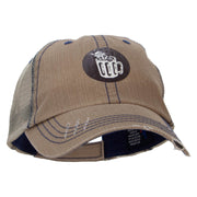 Oktoberfest Skull in Beer Cup Heat Transfer Low Profile Special Cotton Mesh Cap - Khaki OSFM