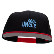 Cool Uncle Embroidered Two Tone Superior Cotton Twill Flat Bill Snapback Cap - Red-Black OSFM