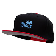 Cool Uncle Embroidered Two Tone Superior Cotton Twill Flat Bill Snapback Cap - Red-Black OSFM