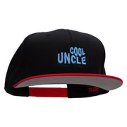 Cool Uncle Embroidered Two Tone Superior Cotton Twill Flat Bill Snapback Cap - Red-Black OSFM