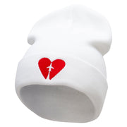 Plane Heart Embroidered 12 Inch Long Knitted Beanie - White OSFM