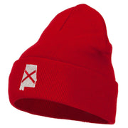 Alabama Flag Map Embroidered Long Beanie