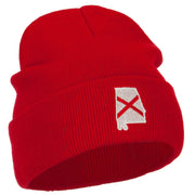 Alabama Flag Map Embroidered Long Beanie