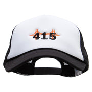 415 Embroidered Summer Foam Mesh Trucker Cap - Black-White OSFM