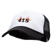 415 Embroidered Summer Foam Mesh Trucker Cap - Black-White OSFM