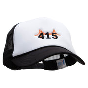 415 Embroidered Summer Foam Mesh Trucker Cap - Black-White OSFM