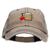 I Heart Beer Embroidered Low Profile Special Cotton Mesh Cap - Khaki OSFM