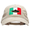 Mexican Flag Sombredo Embroidered Washed Cotton Brass Buckle Cap