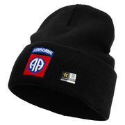 Licensed 82nd Airborne Military Embroidered 12 Inch Long Knitted Beanie - Black OSFM