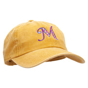 Big M Mardi Embroidered Unstructured Pigment Dyed Cotton Cap - Gold OSFM