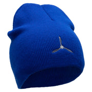 Plane Propeller Embroidered 8 Inch Short Beanie Made in USA - Royal-Blue OSFM