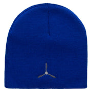 Plane Propeller Embroidered 8 Inch Short Beanie Made in USA - Royal-Blue OSFM