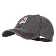 Alabama State Flag Map Embroidered Washed Cap