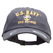 Officially Licensed US Navy USN CPO Retired Unstructured Low Profile 6 panel Cotton Cap - Dk-Grey OSFM