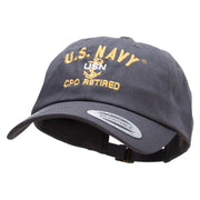 Officially Licensed US Navy USN CPO Retired Unstructured Low Profile 6 panel Cotton Cap - Dk-Grey OSFM