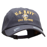 Officially Licensed US Navy USN CPO Retired Unstructured Low Profile 6 panel Cotton Cap - Dk-Grey OSFM