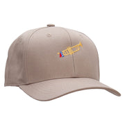 Trumpet with Flag Ribbon Embroidered Unconstructed High Profile Cotton Flat Bill Cap - Khaki OSFM