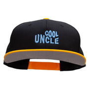 Cool Uncle Embroidered Two Tone Superior Cotton Twill Flat Bill Snapback Cap - Gold-Black OSFM