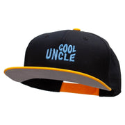 Cool Uncle Embroidered Two Tone Superior Cotton Twill Flat Bill Snapback Cap - Gold-Black OSFM