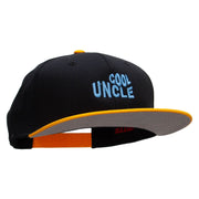 Cool Uncle Embroidered Two Tone Superior Cotton Twill Flat Bill Snapback Cap - Gold-Black OSFM