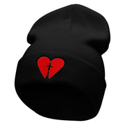 Plane Heart Embroidered 12 Inch Long Knitted Beanie - Black OSFM