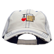 I Heart Beer Embroidered Low Profile Special Cotton Mesh Cap - Putty OSFM