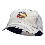 I Heart Beer Embroidered Low Profile Special Cotton Mesh Cap - Putty OSFM