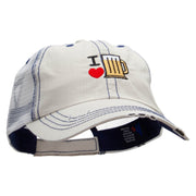 I Heart Beer Embroidered Low Profile Special Cotton Mesh Cap - Putty OSFM