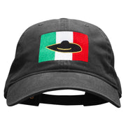 Mexican Flag Sombredo Embroidered Washed Cotton Brass Buckle Cap