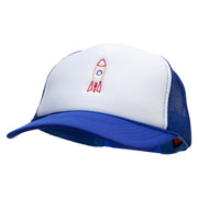 Retro Rocket Embroidered Foam Panel Mesh Snapback - Royal-White OSFM