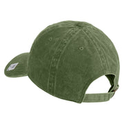 US Marine Corps Emblem Design Embroidered Washed Solid Pigment Dyed Cotton Twill Brass Buckle Cap - Olive OSFM