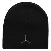 Plane Propeller Embroidered 8 Inch Short Beanie Made in USA - Black OSFM