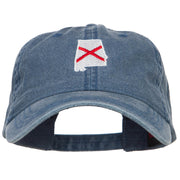 Alabama State Flag Map Embroidered Washed Cap