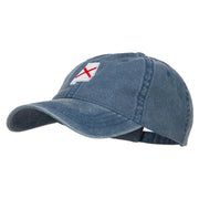 Alabama State Flag Map Embroidered Washed Cap