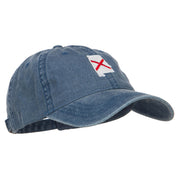 Alabama State Flag Map Embroidered Washed Cap