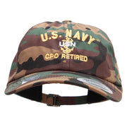 Officially Licensed US Navy USN CPO Retired Unstructured Low Profile 6 panel Cotton Cap - Green-Camo OSFM