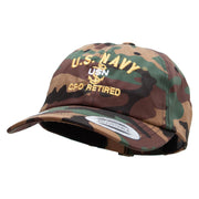 Officially Licensed US Navy USN CPO Retired Unstructured Low Profile 6 panel Cotton Cap - Green-Camo OSFM