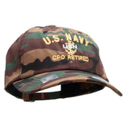 Officially Licensed US Navy USN CPO Retired Unstructured Low Profile 6 panel Cotton Cap - Green-Camo OSFM