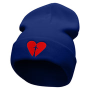 Plane Heart Embroidered 12 Inch Long Knitted Beanie - Royal OSFM