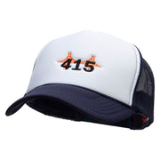 415 Embroidered Summer Foam Mesh Trucker Cap - Navy-White OSFM