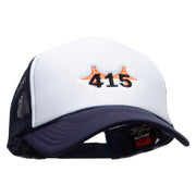 415 Embroidered Summer Foam Mesh Trucker Cap - Navy-White OSFM