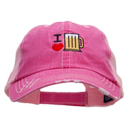 I Heart Beer Embroidered Low Profile Special Cotton Mesh Cap - Fuchsia OSFM