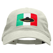 Mexican Flag Sombredo Embroidered Washed Cotton Brass Buckle Cap