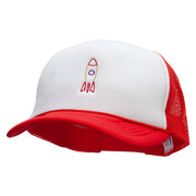 Retro Rocket Embroidered Foam Panel Mesh Snapback - White-Red OSFM