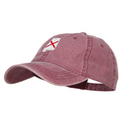 Alabama State Flag Map Embroidered Washed Cap