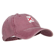 Alabama State Flag Map Embroidered Washed Cap