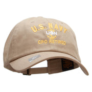 Officially Licensed US Navy USN CPO Retired Unstructured Low Profile 6 panel Cotton Cap - Khaki OSFM