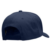 Trumpet with Flag Ribbon Embroidered Unconstructed High Profile Cotton Flat Bill Cap - Navy OSFM