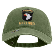 Licensed 101st Airborne Retired Embroidered Washed Solid Pigment Dyed Cotton Twill Brass Buckle Cap - Olive OSFM