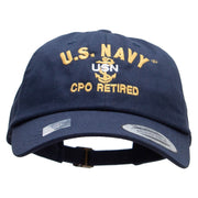 Officially Licensed US Navy USN CPO Retired Unstructured Low Profile 6 panel Cotton Cap - Navy OSFM